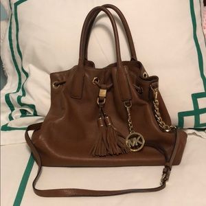 Brown Pebble Leather Michael Kors Bag w Long Strap